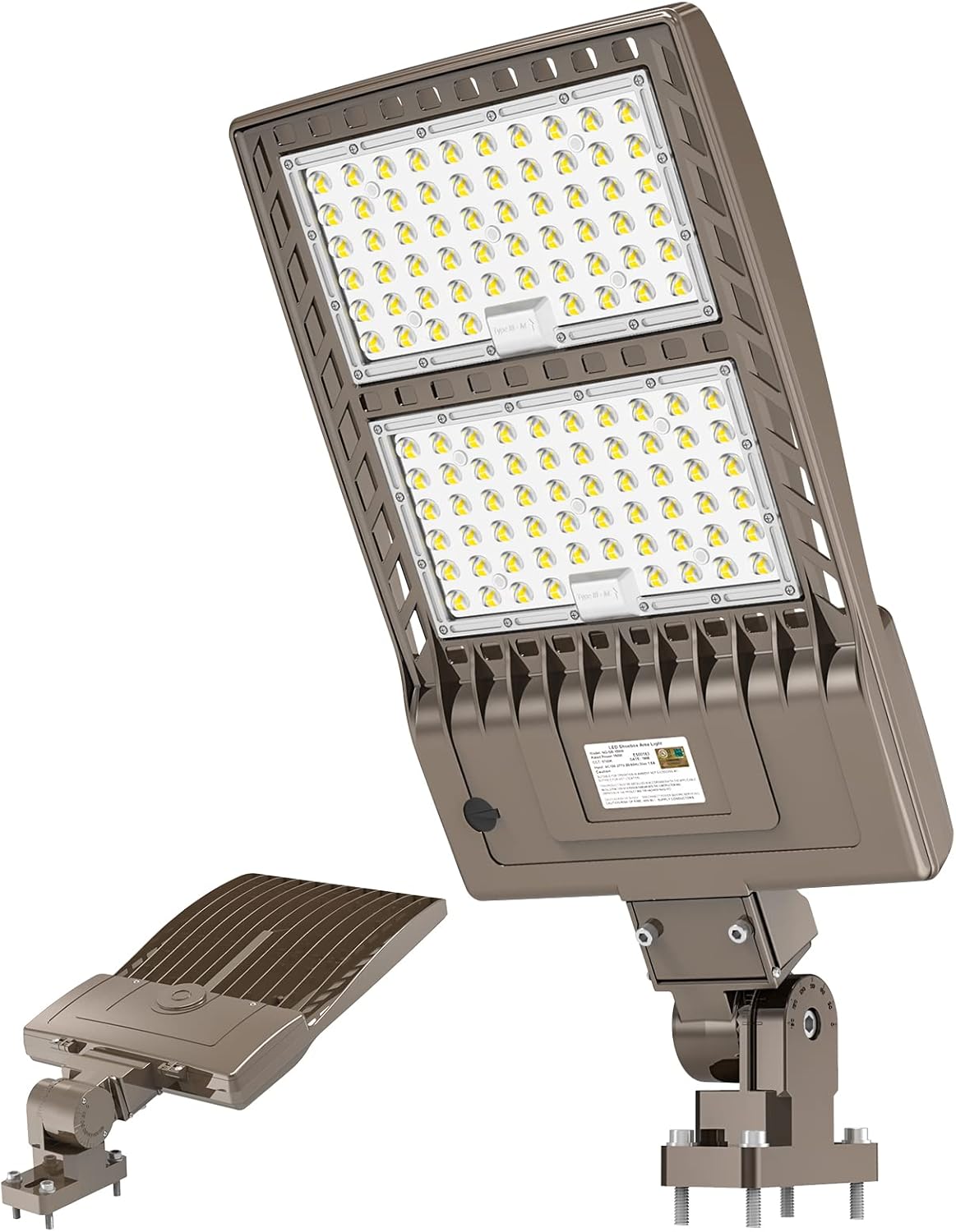 LED Parking Lot Light, 320W, 5000K, 48,000 Lumens, 100-277 VAC, built-in Photocell, Slip-fitter Mount