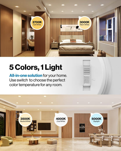 4 Inch Gimbal LED Downlight, 8W, Selectable CCT, 700 Lumens, 120 VAC