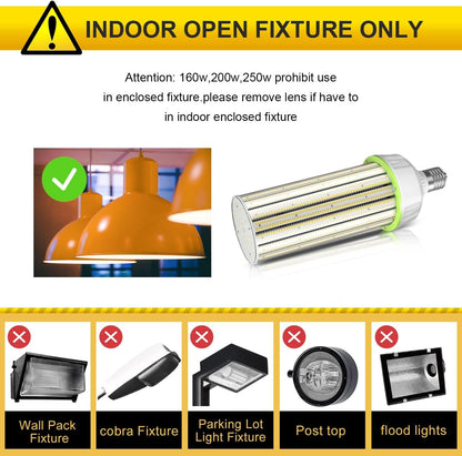 LED Corn Bulb, 250W, 37,500 lumens, 5000K, E39 mogul base, 100-277 VAC