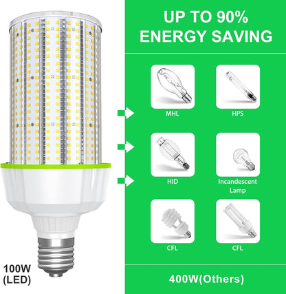 LED Corn Bulb, 100W, 15,500 lumens, 5000K,  E39 Base, 100-277 VAC