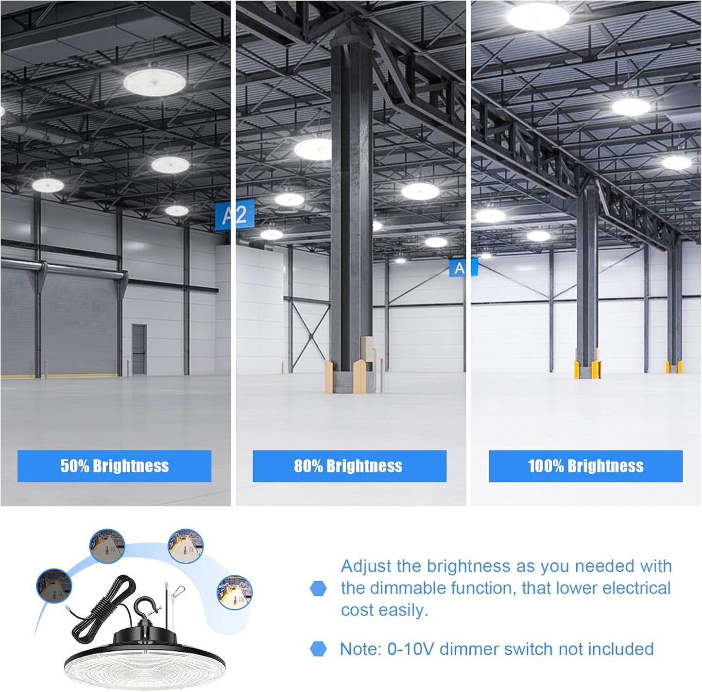 LED UFO High Bay Light, 300W, 5000K, 42,000 Lumens, 100-277 VAC