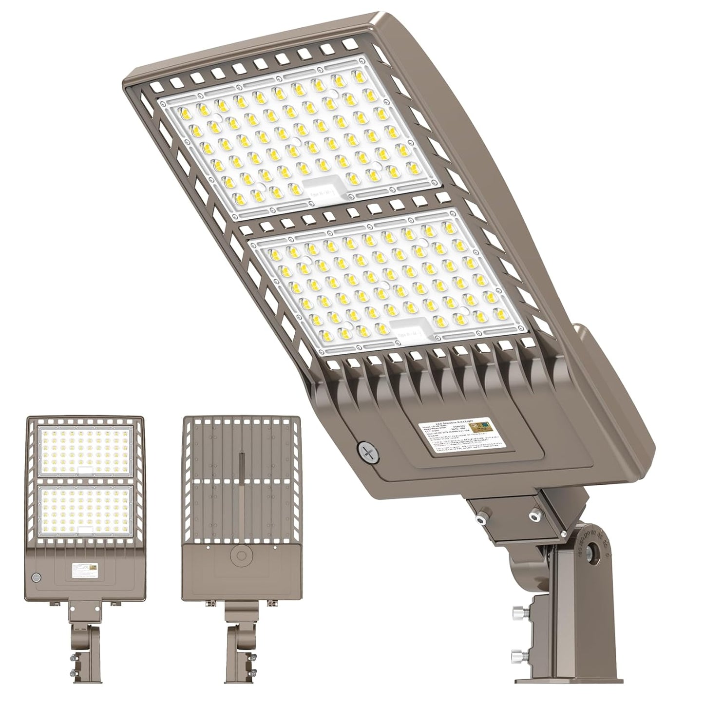 LED Parking Lot Light, Selectable 400W/320W/240W, 5000K, 56,000 Lumens, 100-277 VAC, Dusk to Dawn Sensor, Slip Fitter Mount