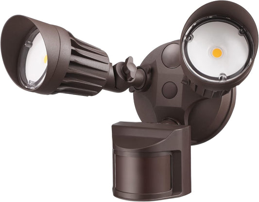 Bronze 20W Round Twin Heads Motion Sensor Security Light, 1400LM, 5000K