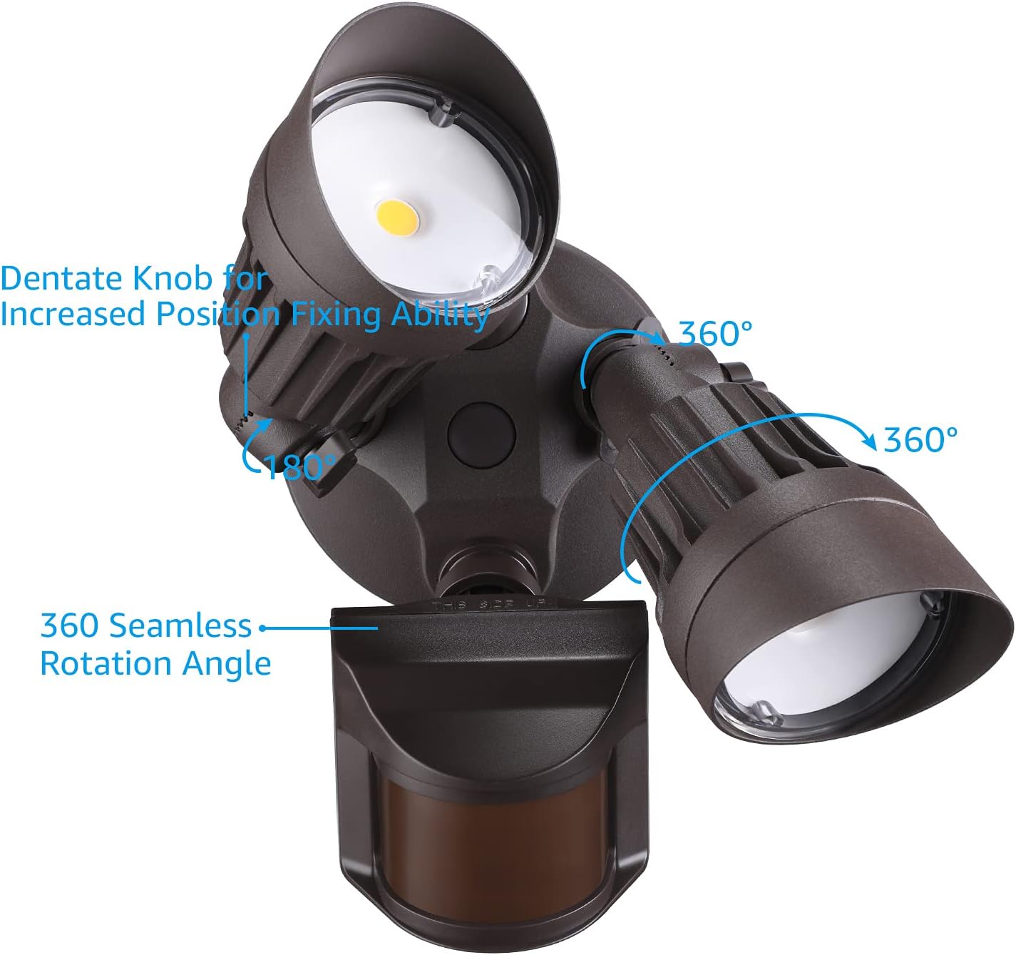 Bronze 20W Round Twin Heads Motion Sensor Security Light, 1400LM, 5000K