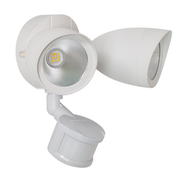 20W Twin Head Motion Sensor Light, 1400LM, 5000K Daylight, ETL, White