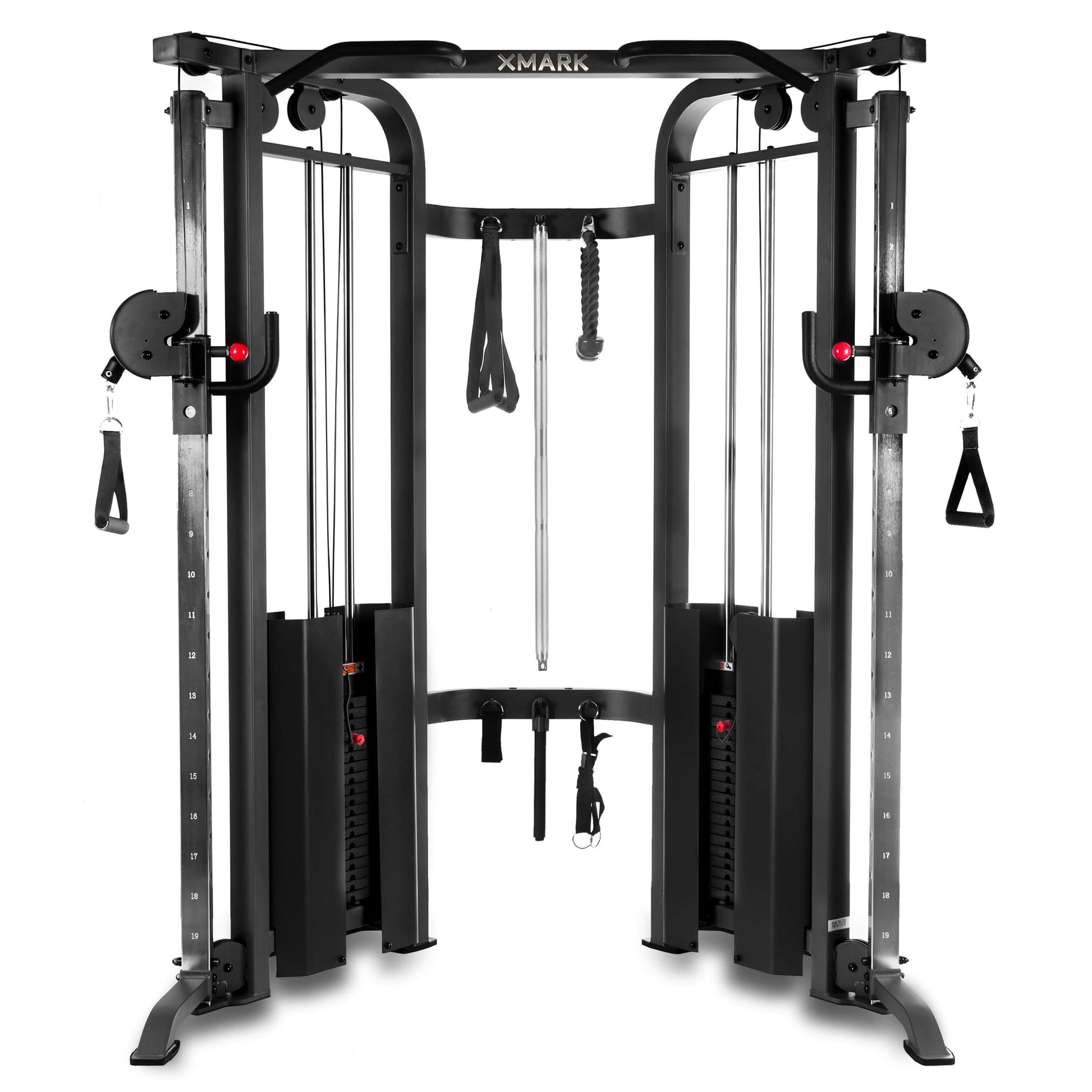 Functional Trainer Cable Machine with dual 200 lb stacks and adjustable accessory options for versatile workouts.