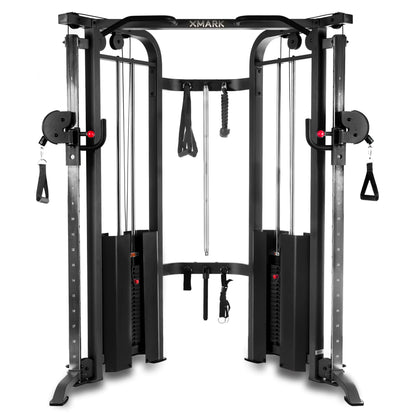 Functional Trainer Cable Machine with dual 200 lb stacks and adjustable accessory options for versatile workouts.