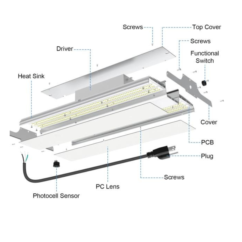 LED Linear High Bay Light, 1.2ft, 150W/120W/90W, CCT 3000K/4000K/5000K, 22,500 Lumens, 100-277 VAC