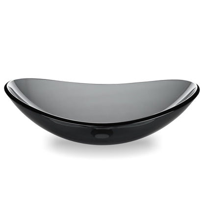Yescom Oval Tempered Glass Bathroom Vanity Sink Grey 22x14"