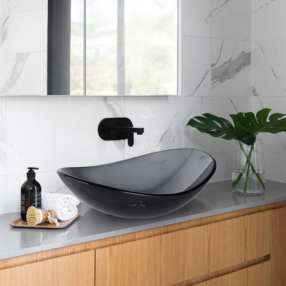 Yescom Oval Tempered Glass Bathroom Vanity Sink Grey 22x14"