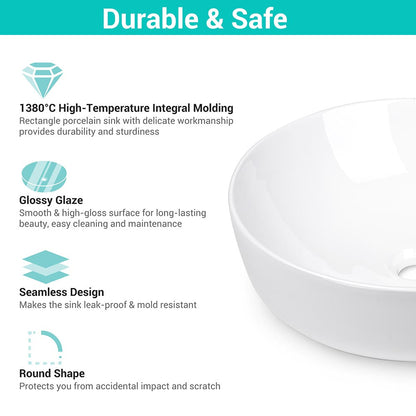 Aquaterior Bathroom Sink Vessel Bowl Pop Up Drain 16"