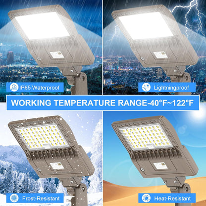 400W LED Parking Lot Light with Slip Fitter, 56,000 Lumens, 5000K, 100-277 VAC, Built-in Photocell