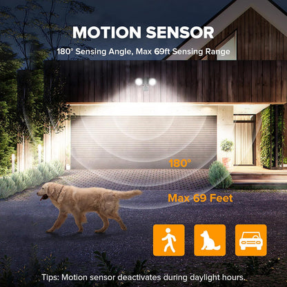 Bronze 20W Round Twin Heads Motion Sensor Security Light, 1400LM, 5000K