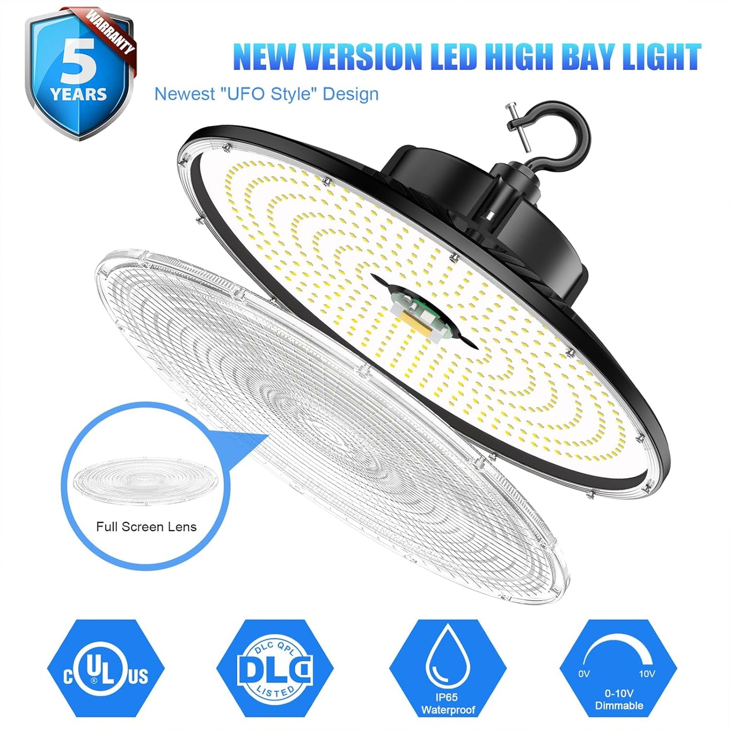 LED UFO High Bay Light, 240W, CCT 5000K, 36,000 Lumens, 100-277 VAC