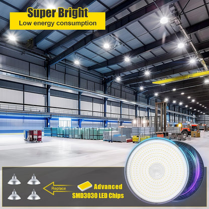LED UFO High Bay Light, Selectable 300W/240W/200W, 5000K, 42,000 Lumens, 100-277 VAC
