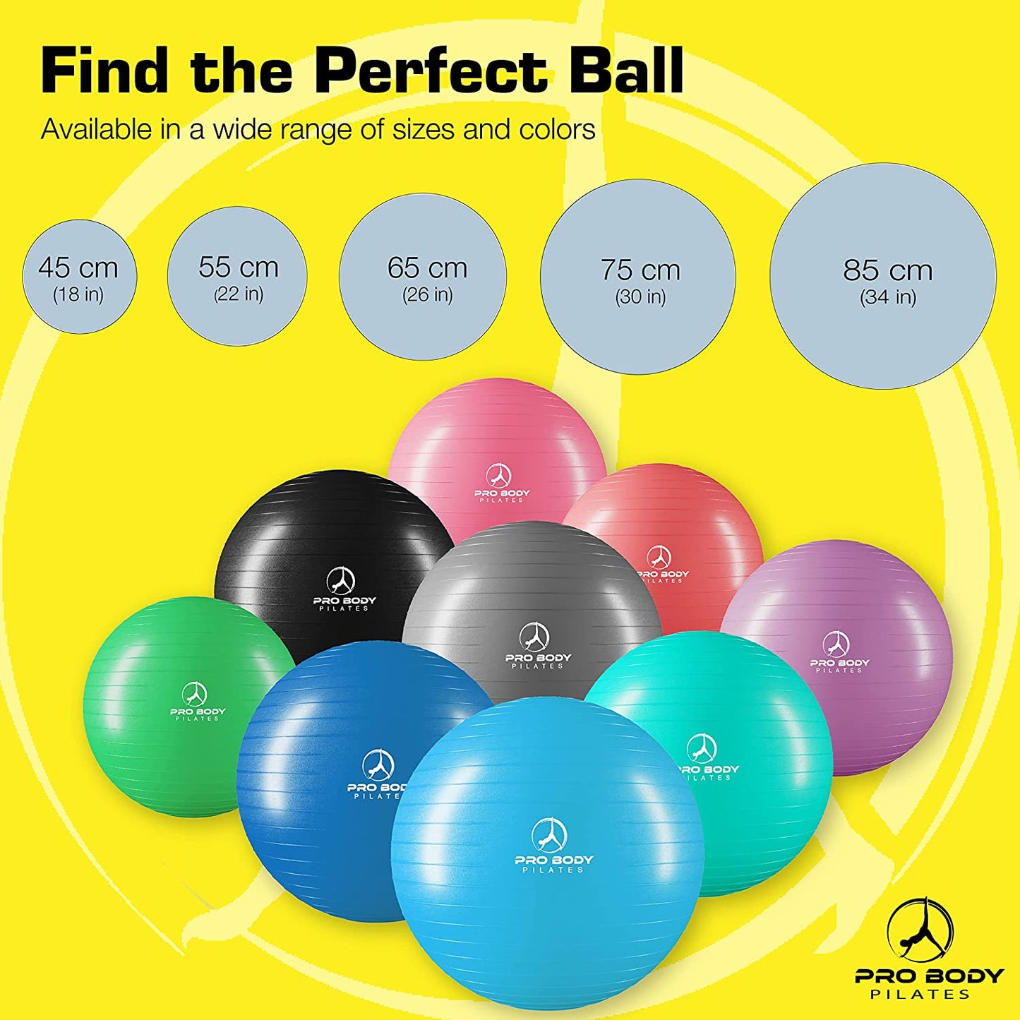 Yoga Ball for Pregnancy, Fitness, Balance, Workout at Home, Office and Physical Therapy (Black)