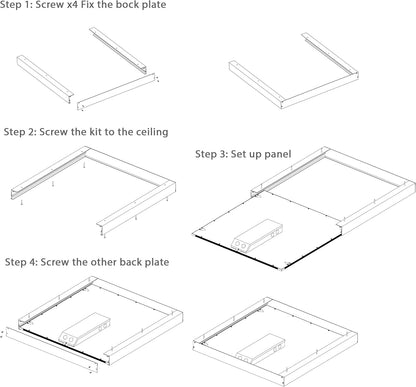 Surface Mount Kit for LED Flat Panel Light, 2x2 - Aluminium Ceiling Frame