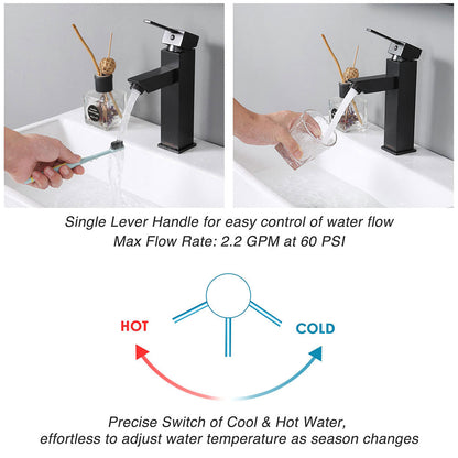 Aquaterior Bathroom Faucet Single Hole 1-Handle Cold & Hot 8"H