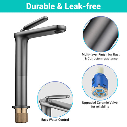 Aquaterior Bathroom Sink Faucet Single Handle 12" Tall
