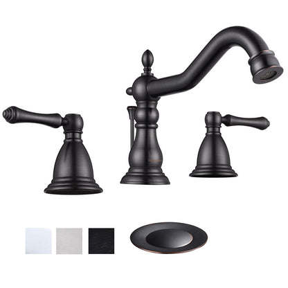 Aquaterior Widespread Faucet w/ Drain 3-Hole 2-Handle Cold Hot 6"H