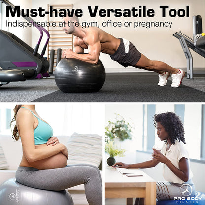 Yoga Ball for Pregnancy, Fitness, Balance, Workout at Home, Office and Physical Therapy (Black)