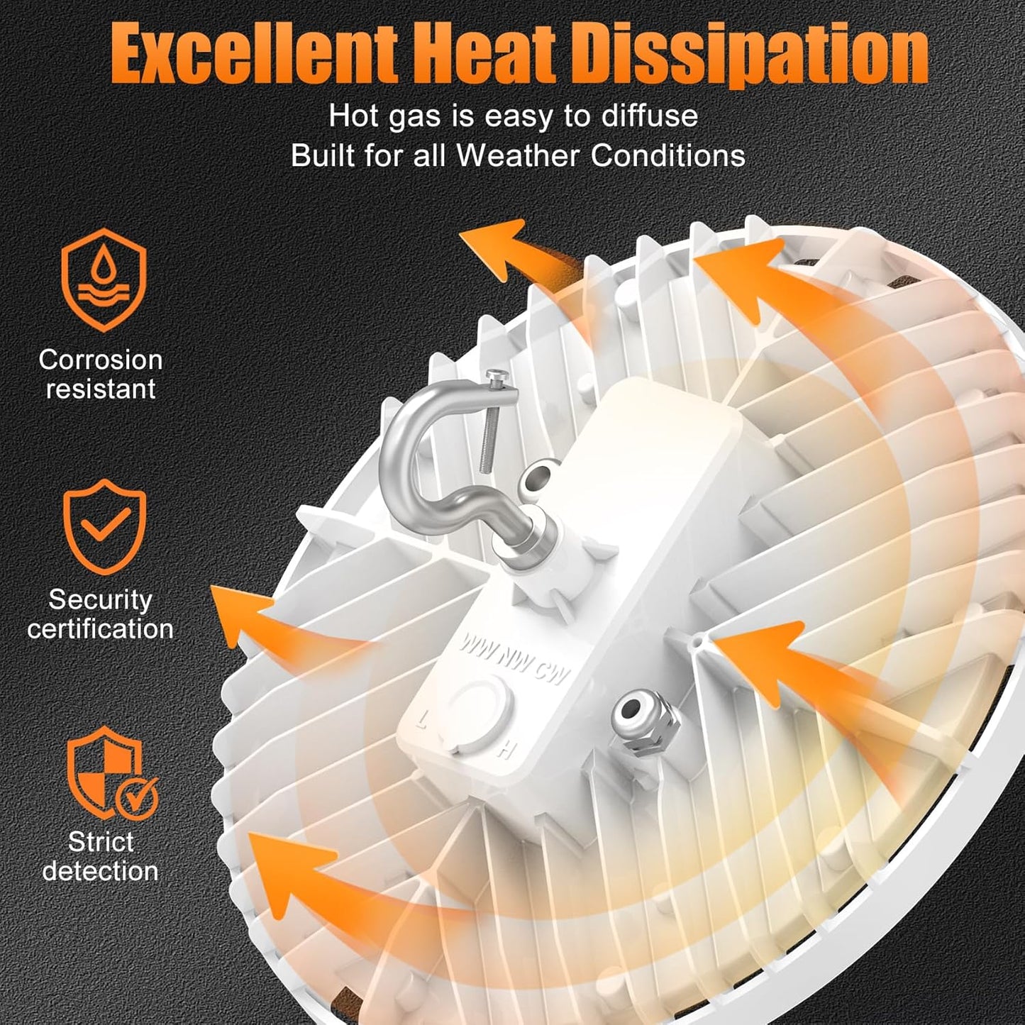 LED UFO High Bay Light, Selectable 240W/200W/150W and CCT 3000K/4000K/5000K, 33,600 Lumens, 100-277 VAC