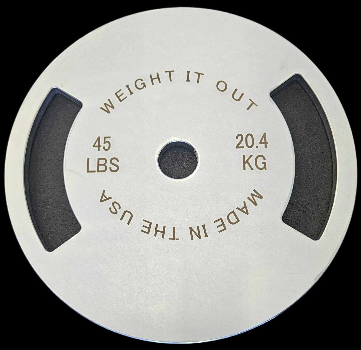 Solid Steel Calibrated Weight Plate Sets - top view 45 lbs (silver finish)