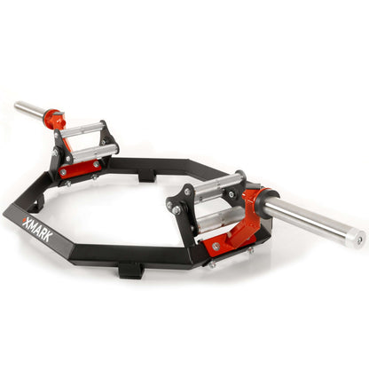 Olympic hex trap bar with revolving tri-grip handles for versatile weightlifting exercises.