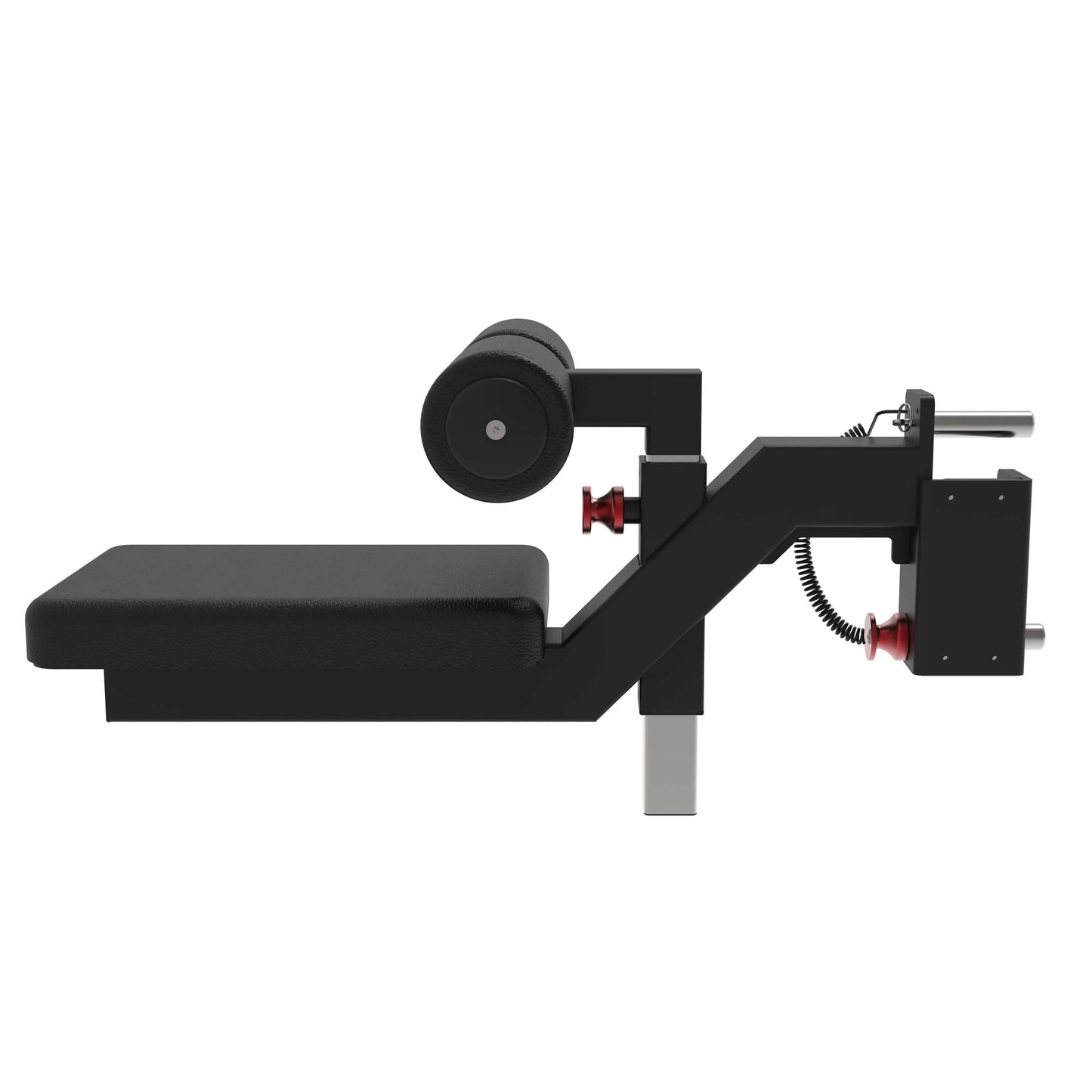 Lat pulldown seat attachment with dense foam padding and adjustable roller pads for secure fit, designed for commercial-grade use.