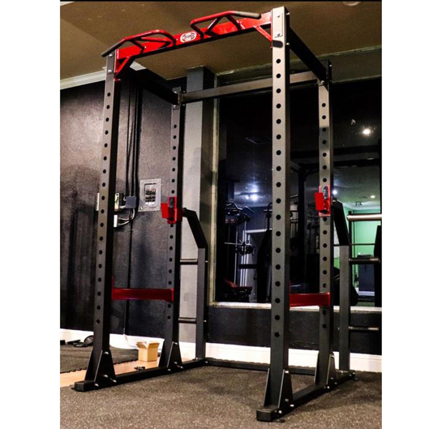 Compact Power Cage Complete Weight Set - Muscle D Fitness - Adjustable Squat Rack - Gym Storage - Chin up Bar Home Gym