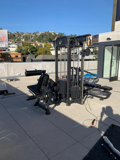 4 Stack Megatron Compact Multi-Gym  - Muscle D Fitness - Space Saving - Leg Extension & Curl, Lat Pull, Low Row, Multi-Press