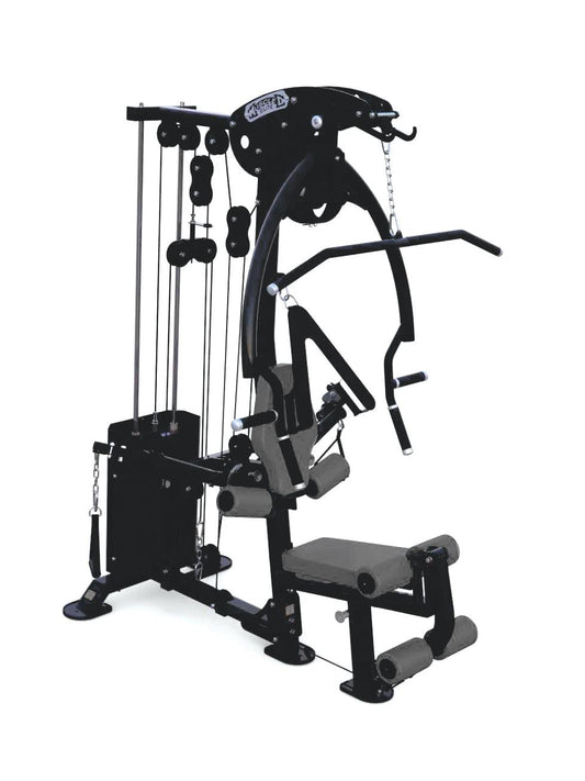 Compact Single-Stack Multi-Gym - Muscle D Fitness - Leg Extension - Seated Chest Row - Seated Row - Chest Pulley - Ab Crunch - Home Gym