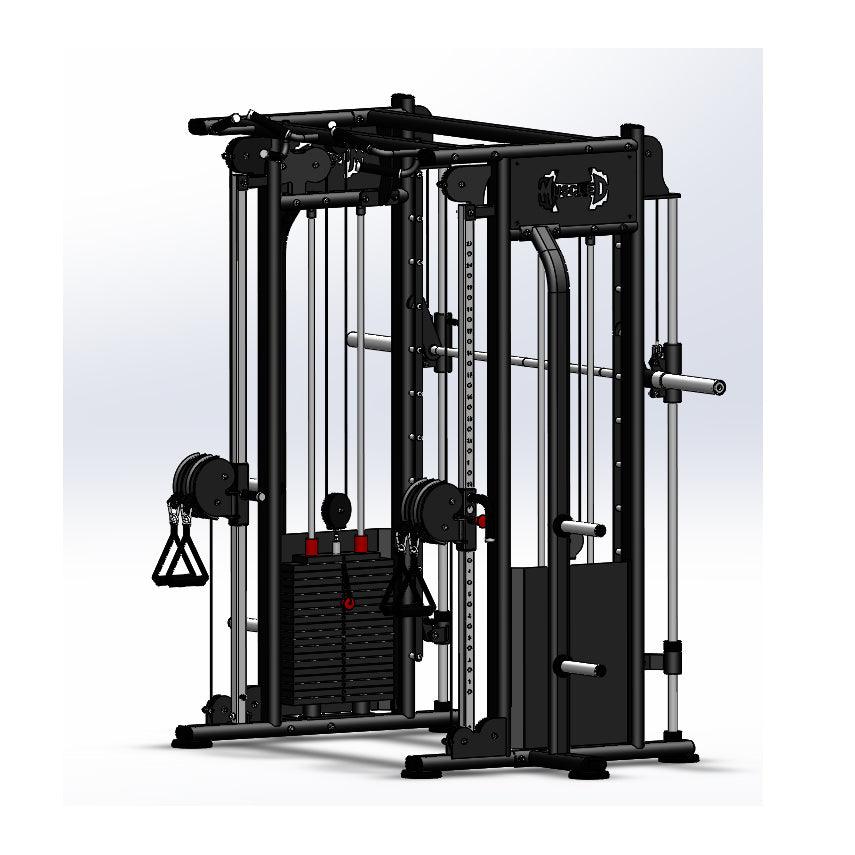 Megatron Dual Adjustable Pulley / Smith Combo - Muscle D Fitness - Selectorized Weight Adjustment - Functional Pull-Up Bar - Dual Station