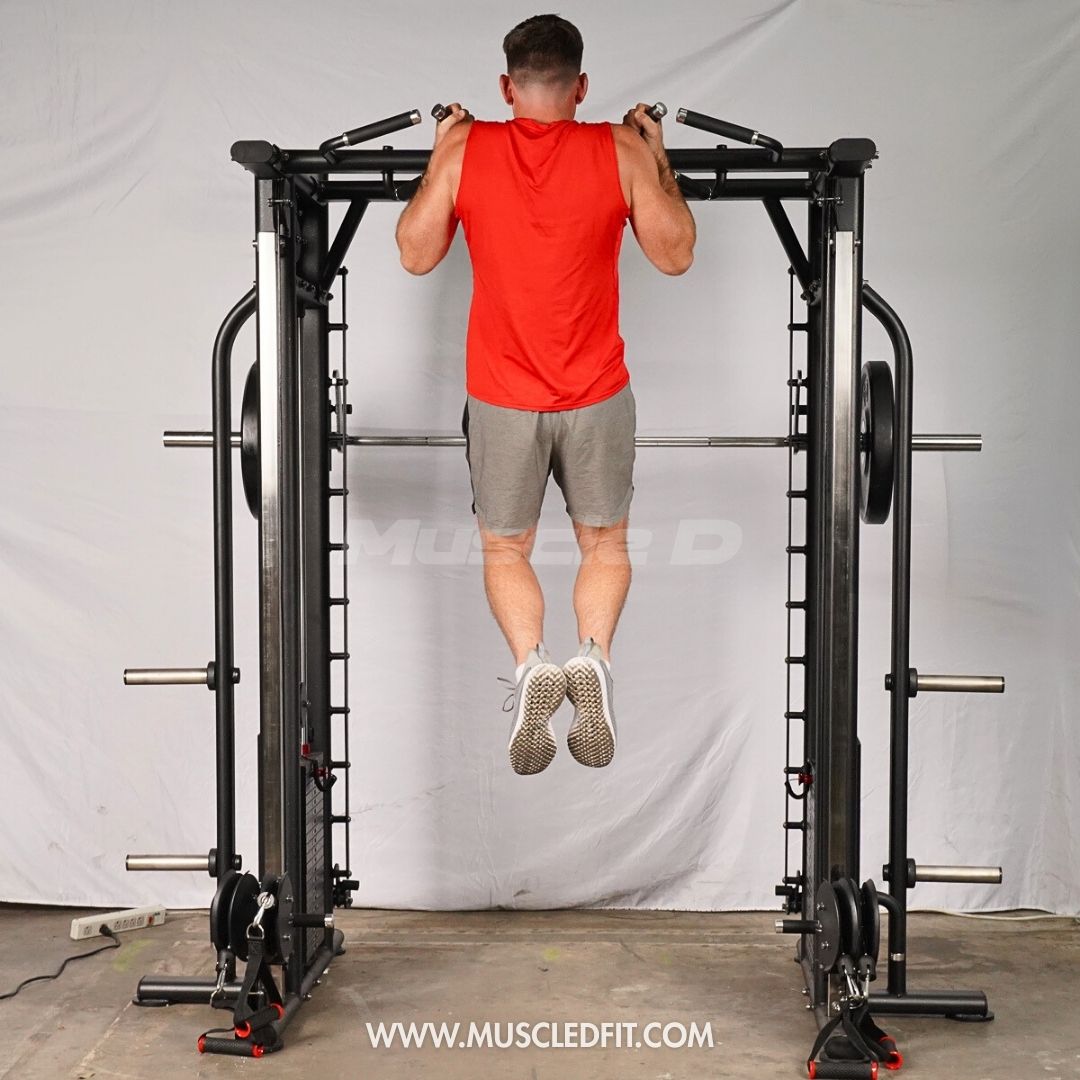 Megatron Dual Adjustable Pulley / Smith Combo - Muscle D Fitness - Selectorized Weight Adjustment - Functional Pull-Up Bar - Dual Station