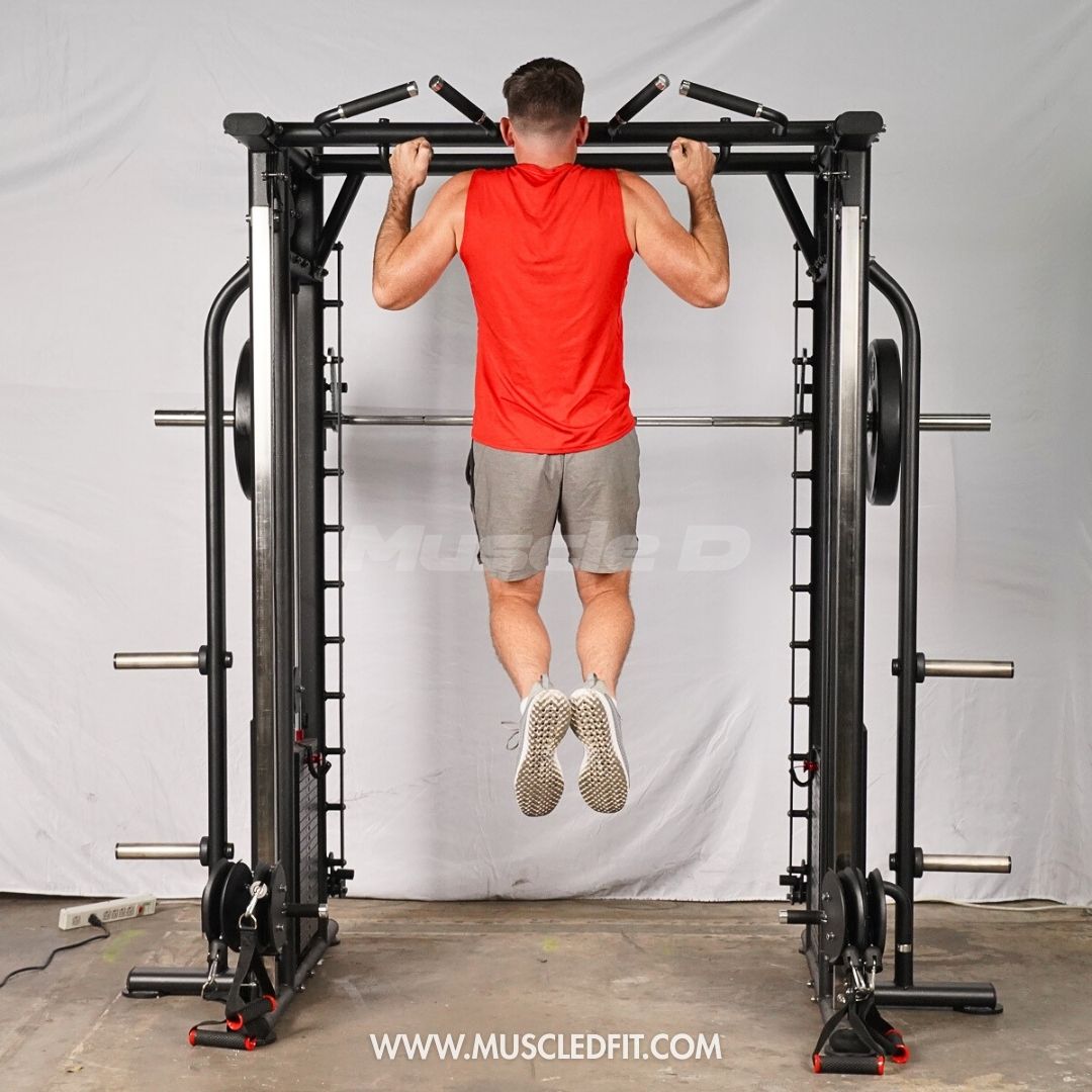 Megatron Dual Adjustable Pulley / Smith Combo - Muscle D Fitness - Selectorized Weight Adjustment - Functional Pull-Up Bar - Dual Station