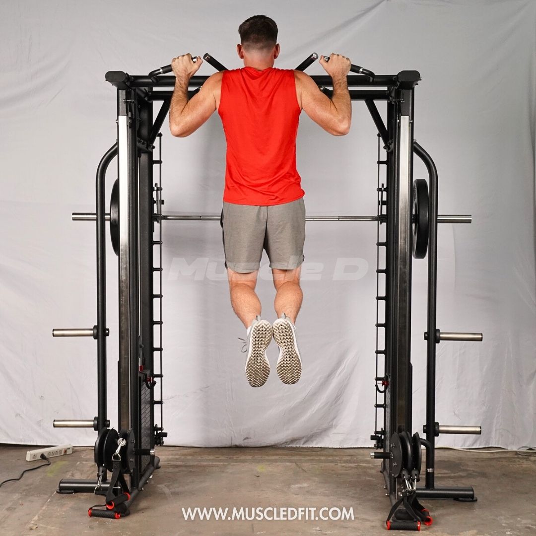 Megatron Dual Adjustable Pulley / Smith Combo - Muscle D Fitness - Selectorized Weight Adjustment - Functional Pull-Up Bar - Dual Station