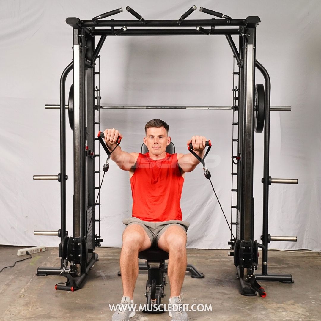 Megatron Dual Adjustable Pulley / Smith Combo - Muscle D Fitness - Selectorized Weight Adjustment - Functional Pull-Up Bar - Dual Station
