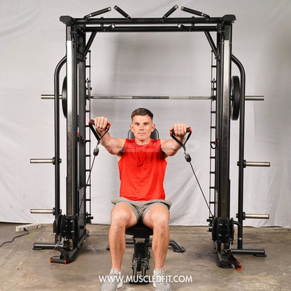 Megatron Dual Adjustable Pulley / Smith Combo - Muscle D Fitness - Selectorized Weight Adjustment - Functional Pull-Up Bar - Dual Station
