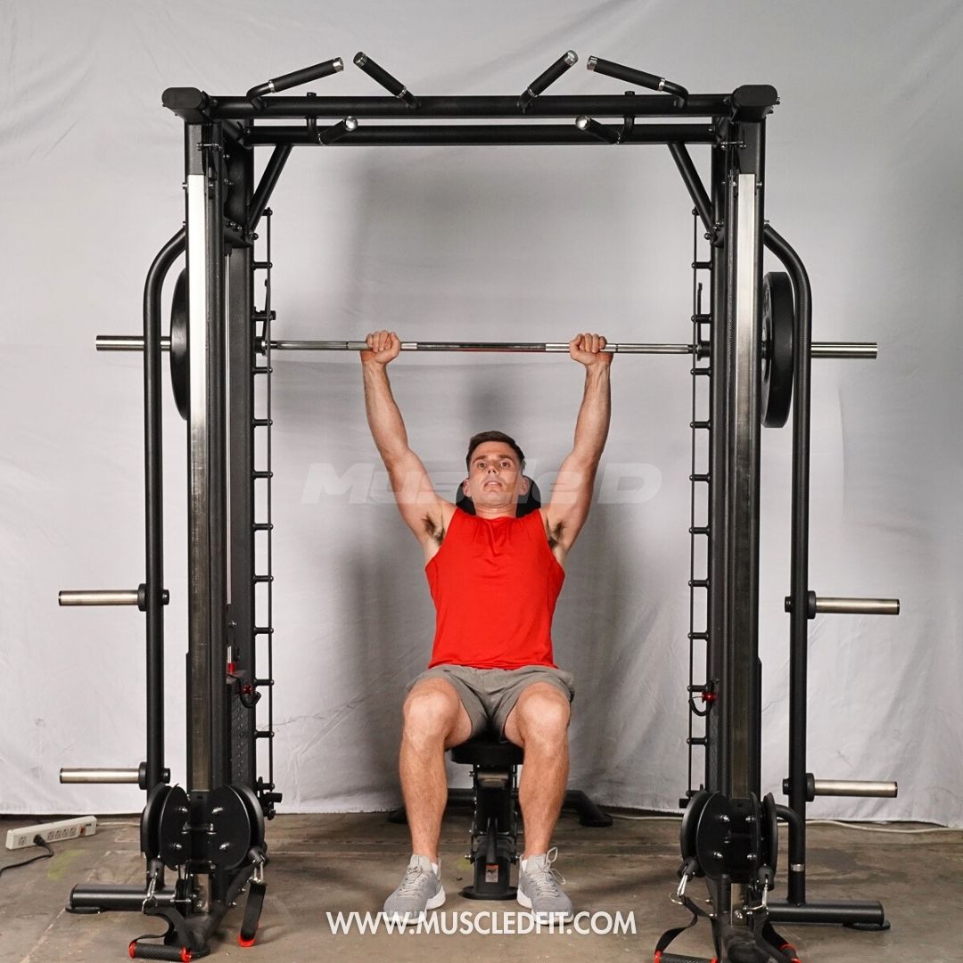 Megatron Dual Adjustable Pulley / Smith Combo - Muscle D Fitness - Selectorized Weight Adjustment - Functional Pull-Up Bar - Dual Station