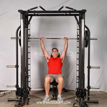 Megatron Dual Adjustable Pulley / Smith Combo - Muscle D Fitness - Selectorized Weight Adjustment - Functional Pull-Up Bar - Dual Station