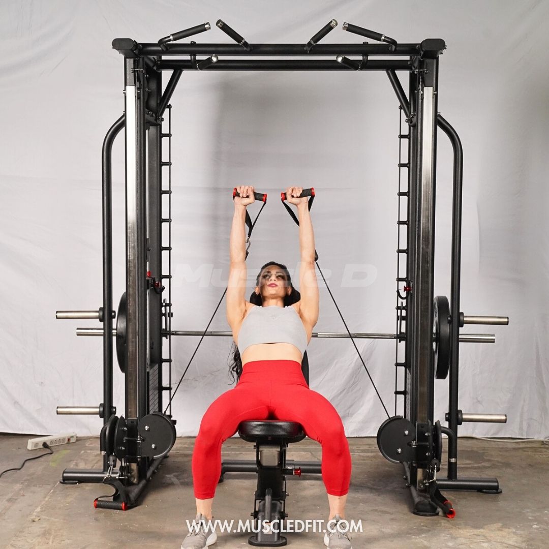 Megatron Dual Adjustable Pulley / Smith Combo - Muscle D Fitness - Selectorized Weight Adjustment - Functional Pull-Up Bar - Dual Station