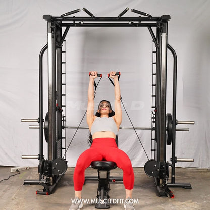 Megatron Dual Adjustable Pulley / Smith Combo - Muscle D Fitness - Selectorized Weight Adjustment - Functional Pull-Up Bar - Dual Station