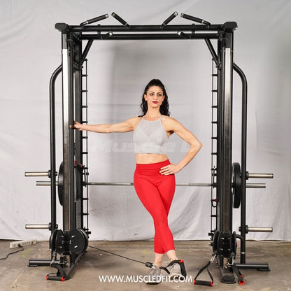 Megatron Dual Adjustable Pulley / Smith Combo - Muscle D Fitness - Selectorized Weight Adjustment - Functional Pull-Up Bar - Dual Station