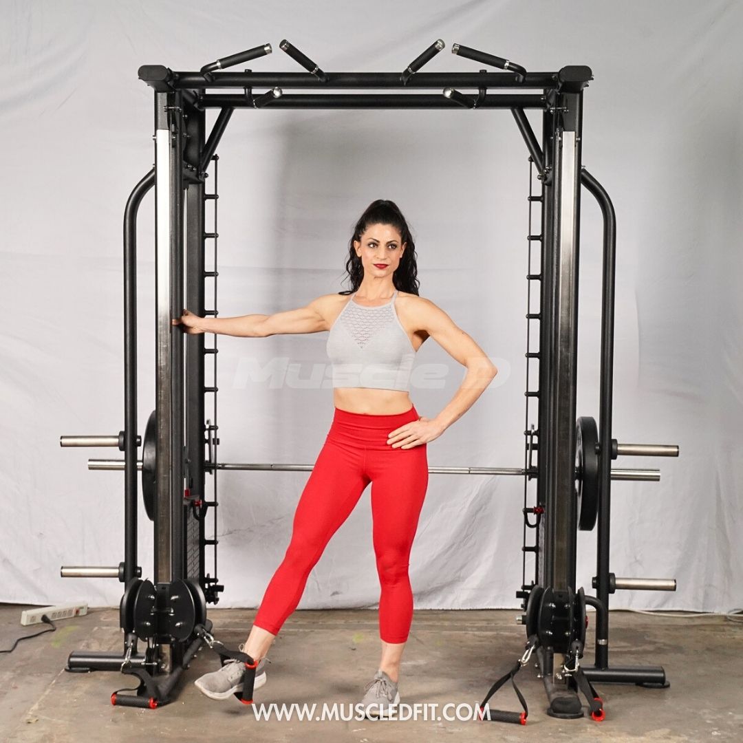 Megatron Dual Adjustable Pulley / Smith Combo - Muscle D Fitness - Selectorized Weight Adjustment - Functional Pull-Up Bar - Dual Station