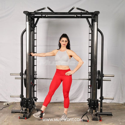 Megatron Dual Adjustable Pulley / Smith Combo - Muscle D Fitness - Selectorized Weight Adjustment - Functional Pull-Up Bar - Dual Station