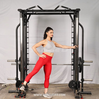 Megatron Dual Adjustable Pulley / Smith Combo - Muscle D Fitness - Selectorized Weight Adjustment - Functional Pull-Up Bar - Dual Station