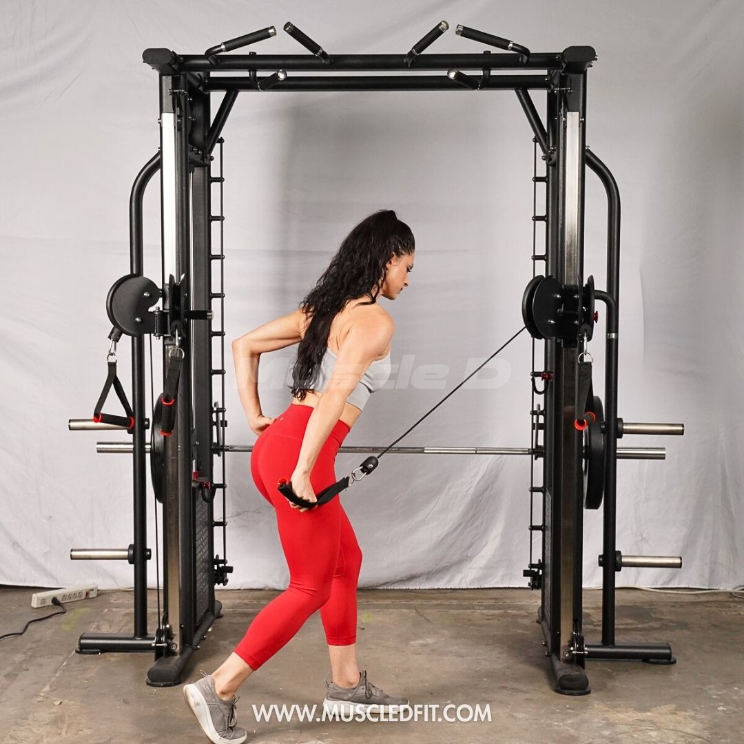 Megatron Dual Adjustable Pulley / Smith Combo - Muscle D Fitness - Selectorized Weight Adjustment - Functional Pull-Up Bar - Dual Station