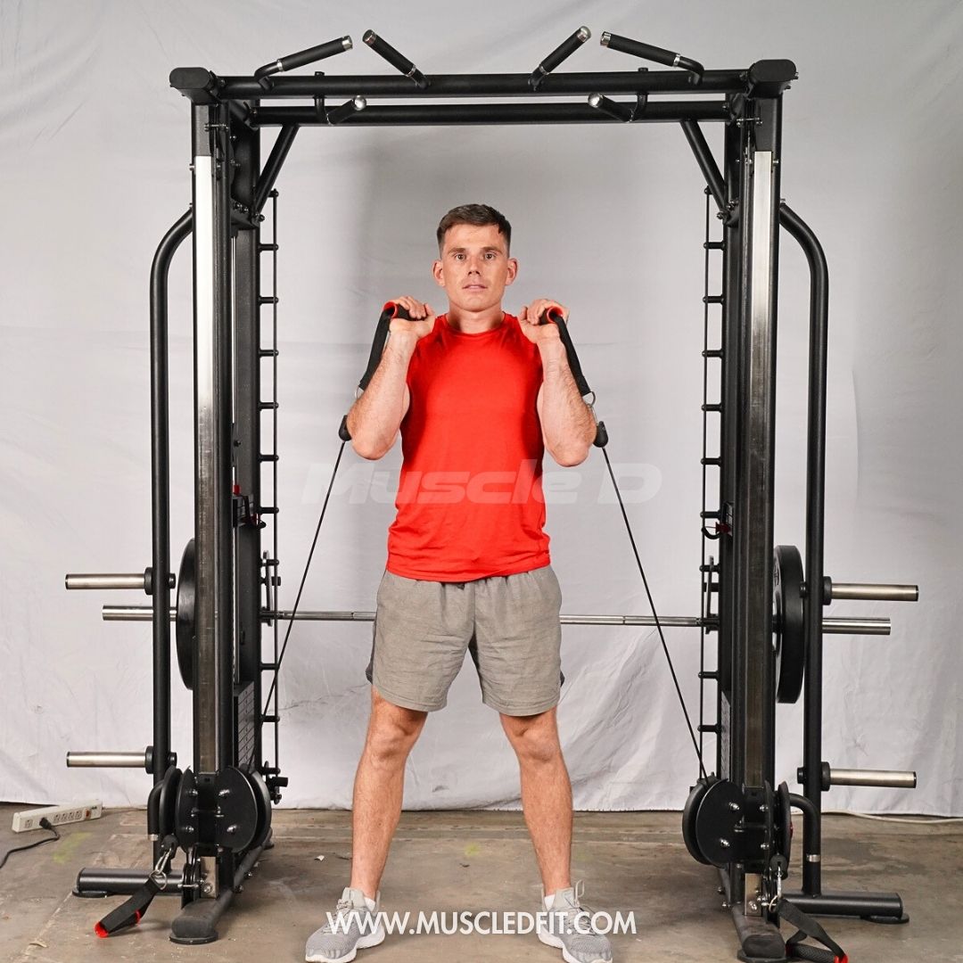 Megatron Dual Adjustable Pulley / Smith Combo - Muscle D Fitness - Selectorized Weight Adjustment - Functional Pull-Up Bar - Dual Station