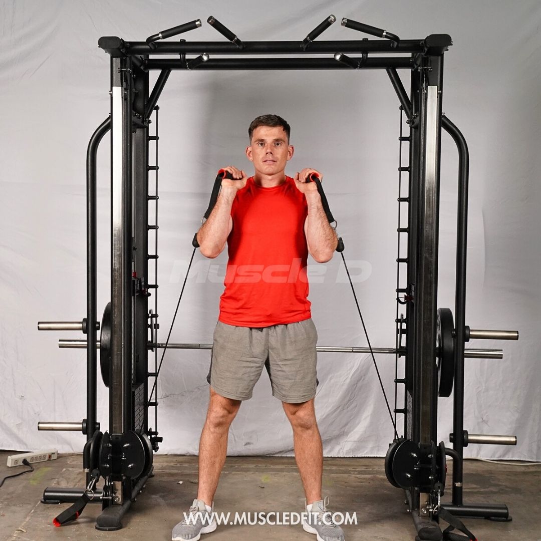 Megatron Dual Adjustable Pulley / Smith Combo - Muscle D Fitness - Selectorized Weight Adjustment - Functional Pull-Up Bar - Dual Station