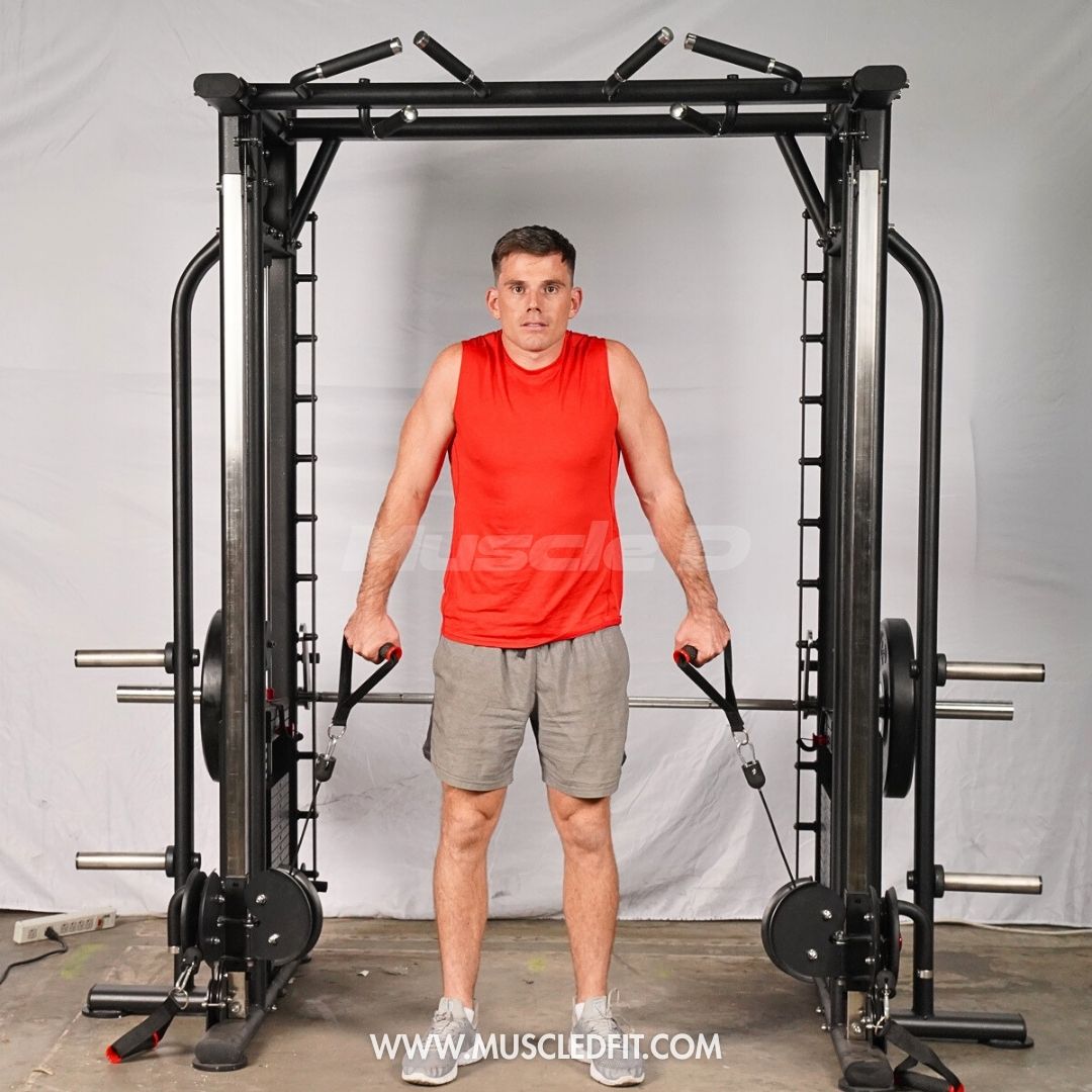 Megatron Dual Adjustable Pulley / Smith Combo - Muscle D Fitness - Selectorized Weight Adjustment - Functional Pull-Up Bar - Dual Station